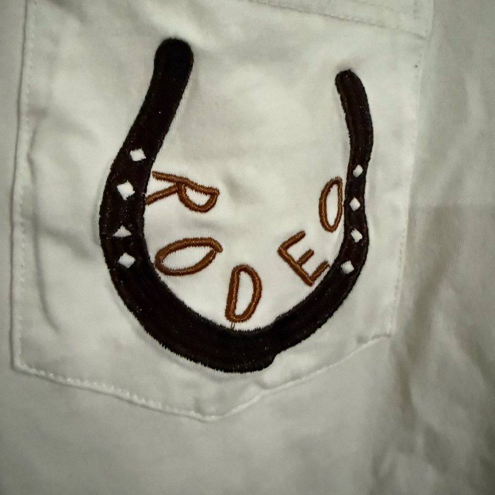 White Rodeo Cropped TShirt with Embroidered Pocket